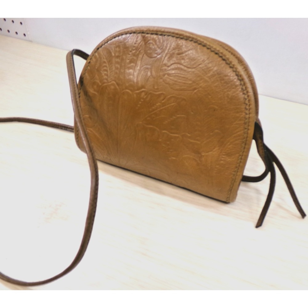 Margot Hand Tooled Brown Leather Cross Body Hipster Handbag Swing Pack Hobo